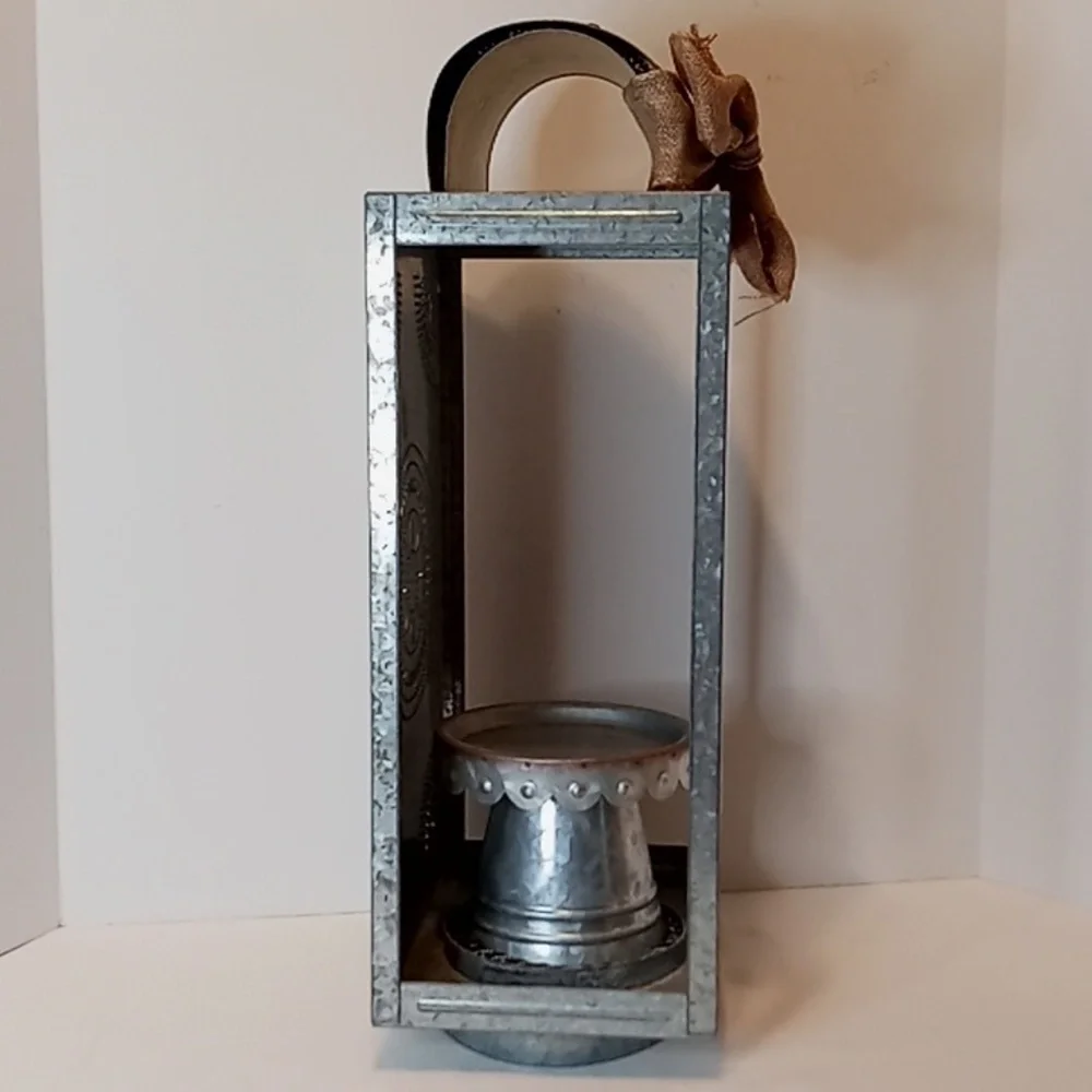 Pottery Barn Galvanized Large Metal Cut Out Hanging Lantern/Candle Holder